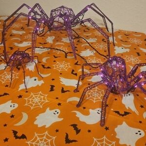 Purple Spiders with Pink LED Halloween Decor